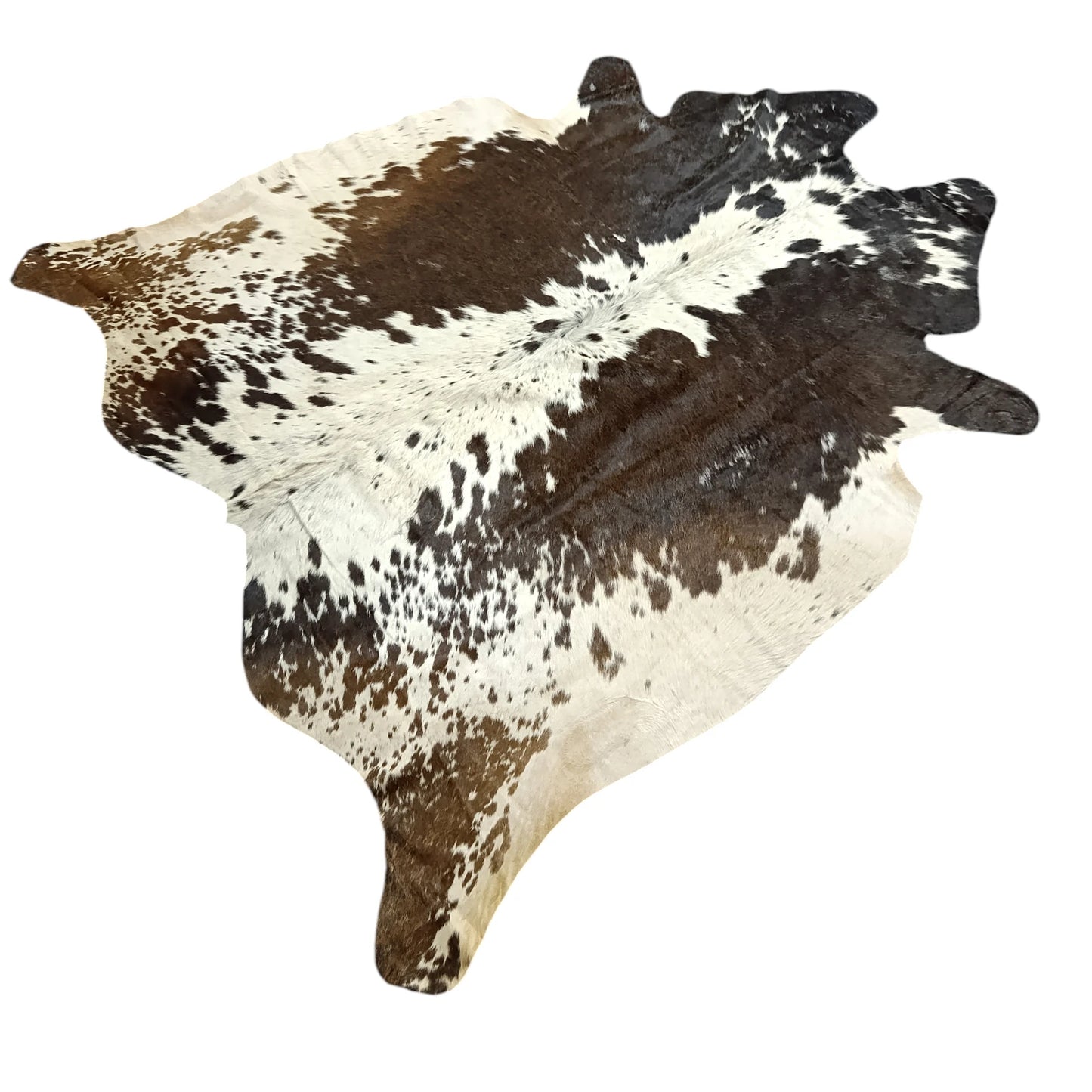 Brown and White, Brown salt and pepper, Tricolor Cowhide Rug – 5'-5" x 5'-6"