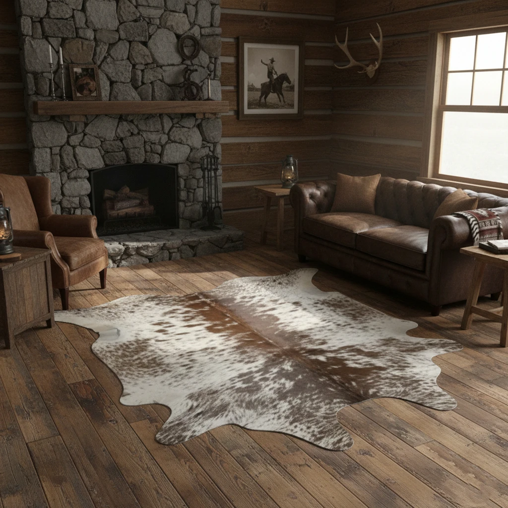 Cocoa Dust Beige and White Cowhide Rug