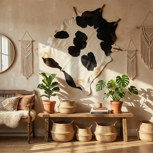 Zenithue Genuine Natural Cowhide Rug Black & White