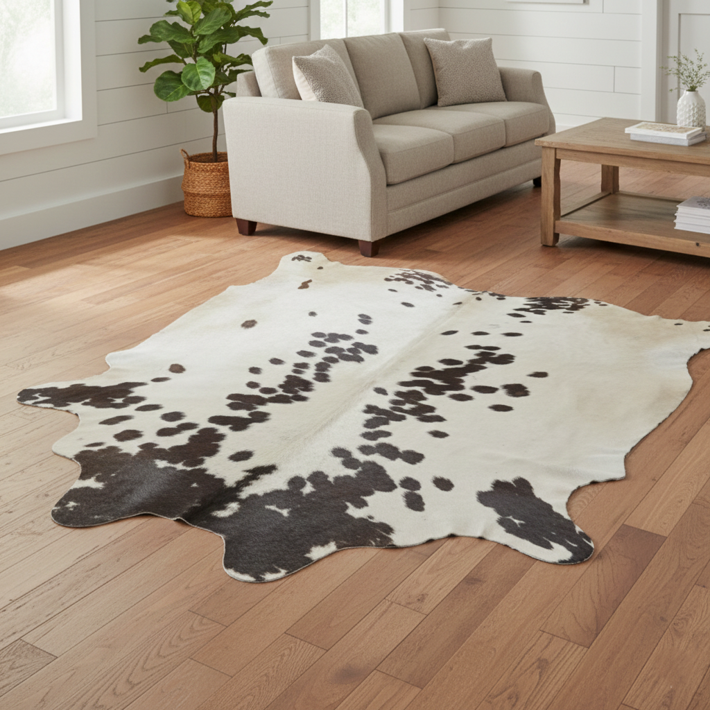 Genuine Natural Cowhide Rug Brown & White