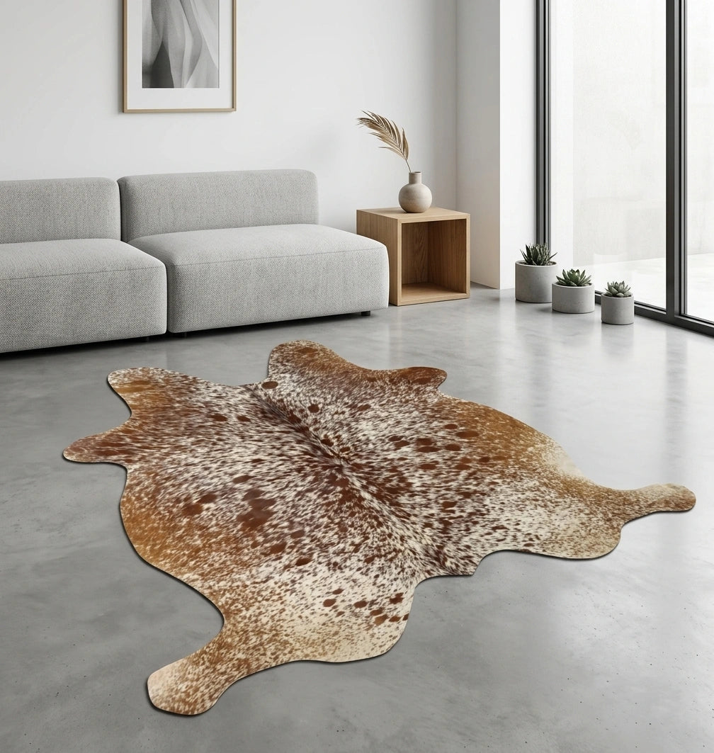 Brown salt and pepper Cowhide Rug – 5'-9" x 5'-4"