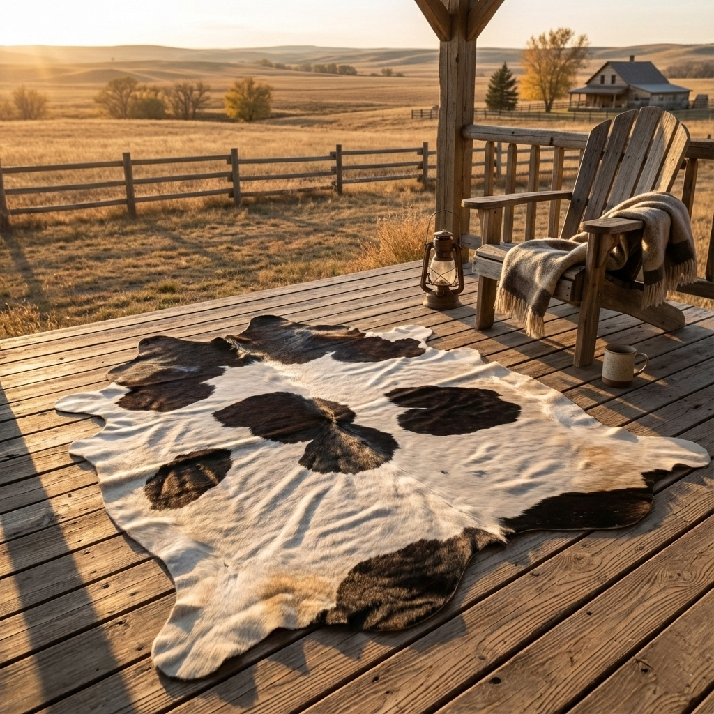 Zenithue Genuine Natural Cowhide Rug Black & White