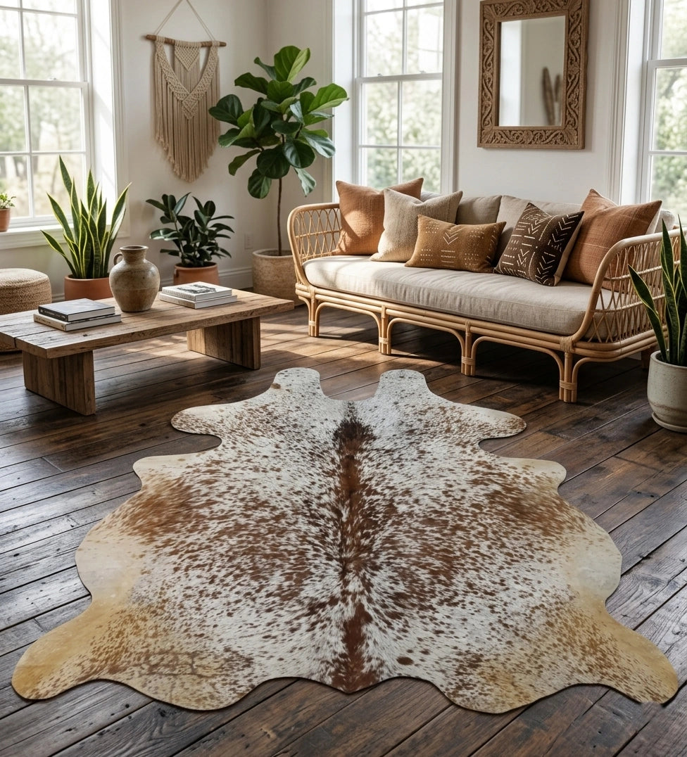 Brown salt and pepper Cowhide Rug – 5'-5" x 5'-7"
