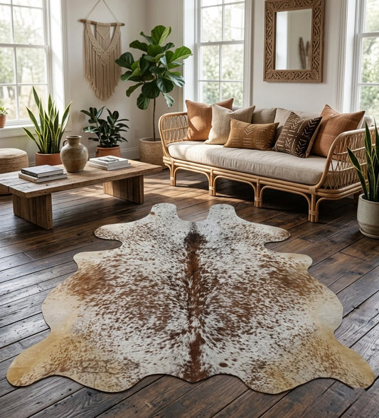 Brown salt and pepper Cowhide Rug – 5'-5" x 5'-7"