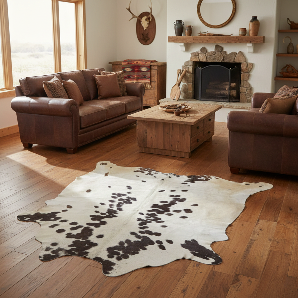 Genuine Natural Cowhide Rug Brown & White