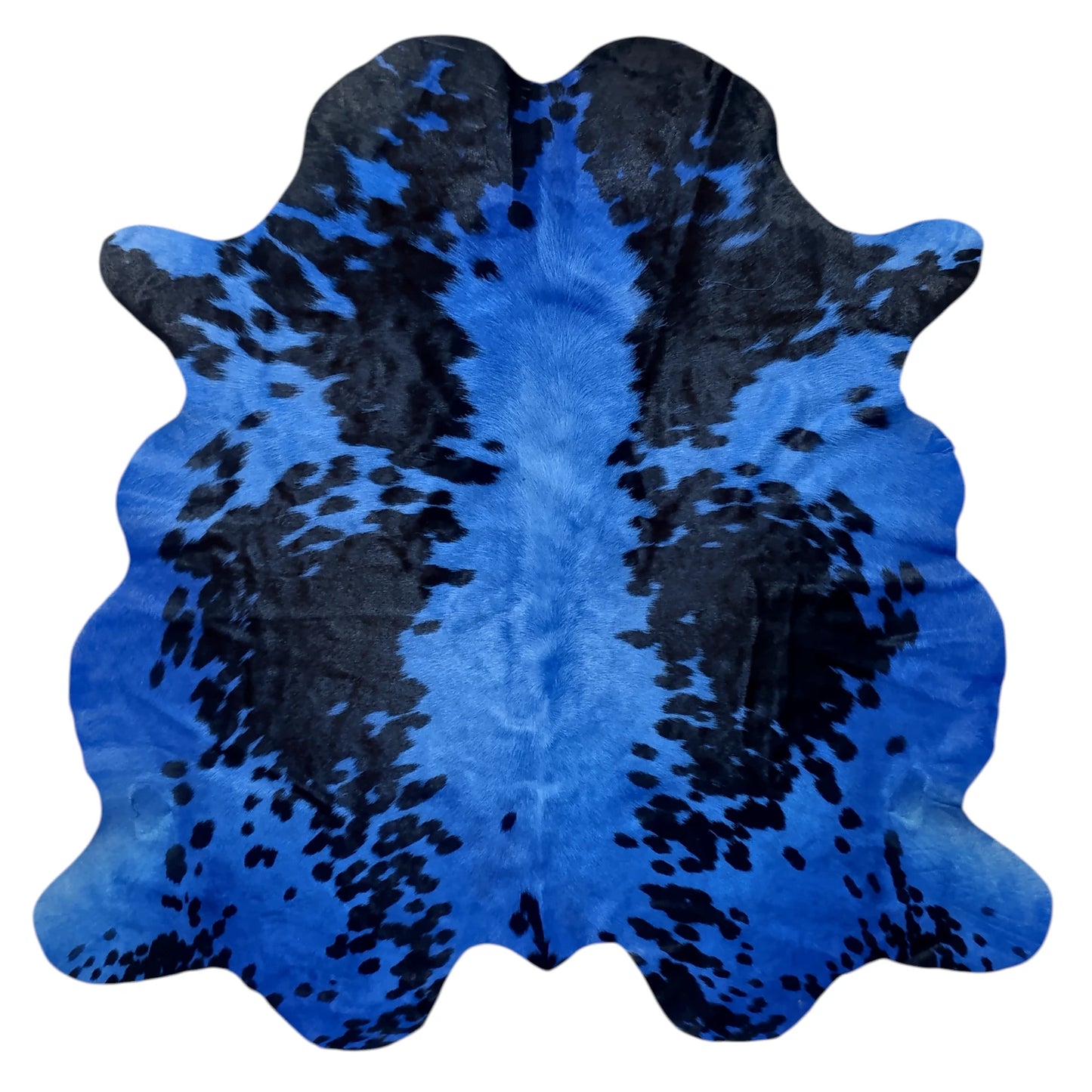 Dyed Blue Cowhide Rug with Black Spots (5x5 ft) – Azure Noir | Ventinots