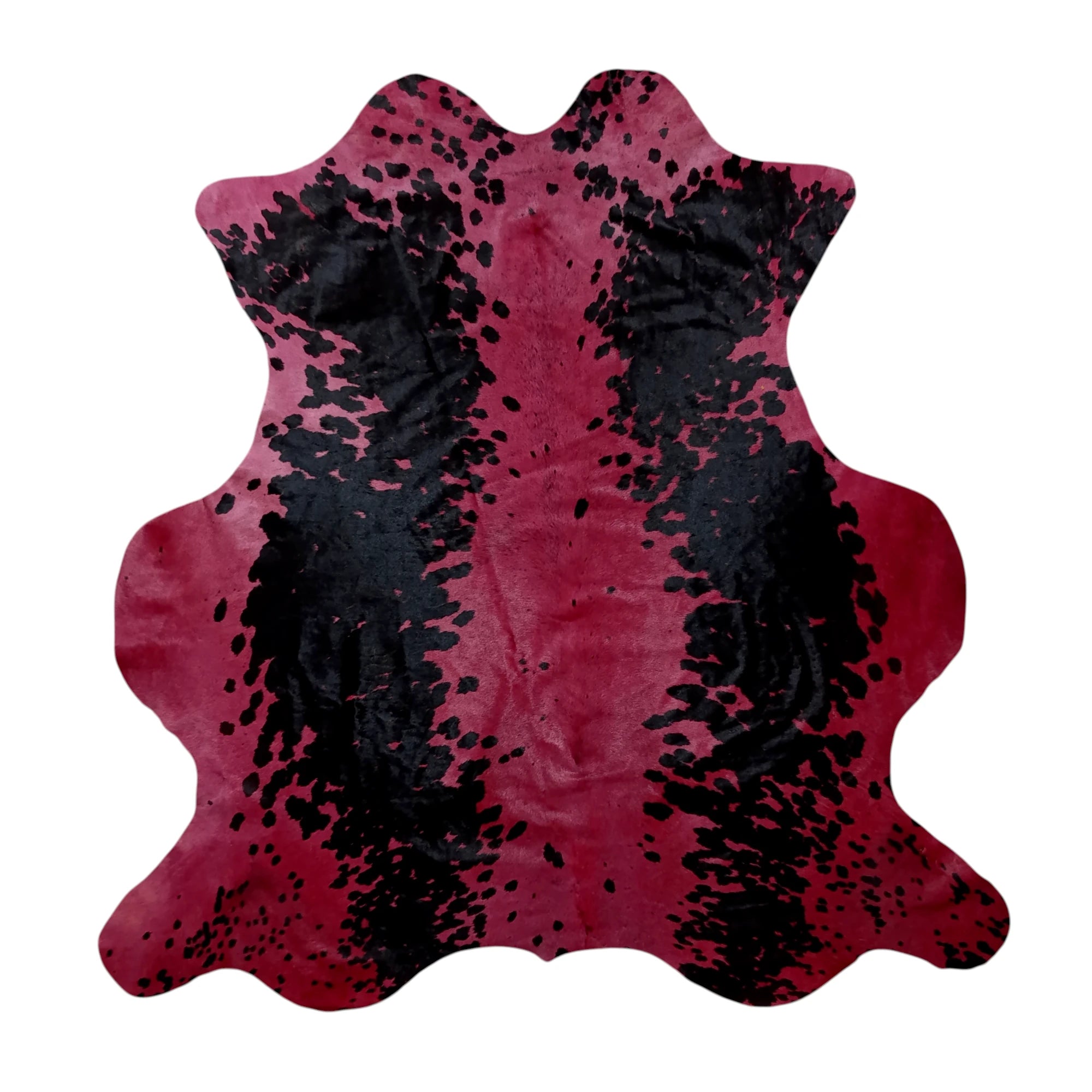 Dyed Red Cowhide Rug with Black Speckles (5x5 ft) – Crimson Noir | Ventinots