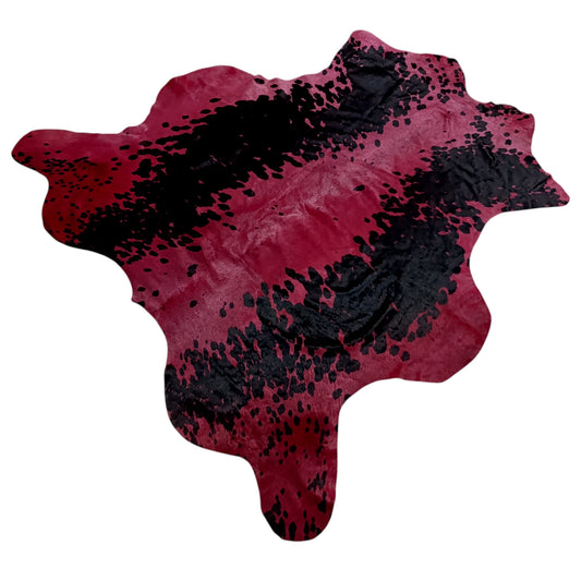 Dyed Red Cowhide Rug with Black Speckles (5x5 ft) – Crimson Noir | Ventinots