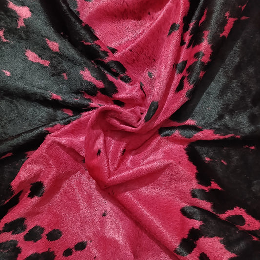 Dyed Red Cowhide Rug with Black Speckles (5x5 ft) – Crimson Noir | Ventinots
