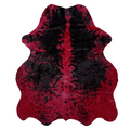 Ruby Eclipse – Dyed Red Cowhide Rug with Fine Black Speckled Pattern