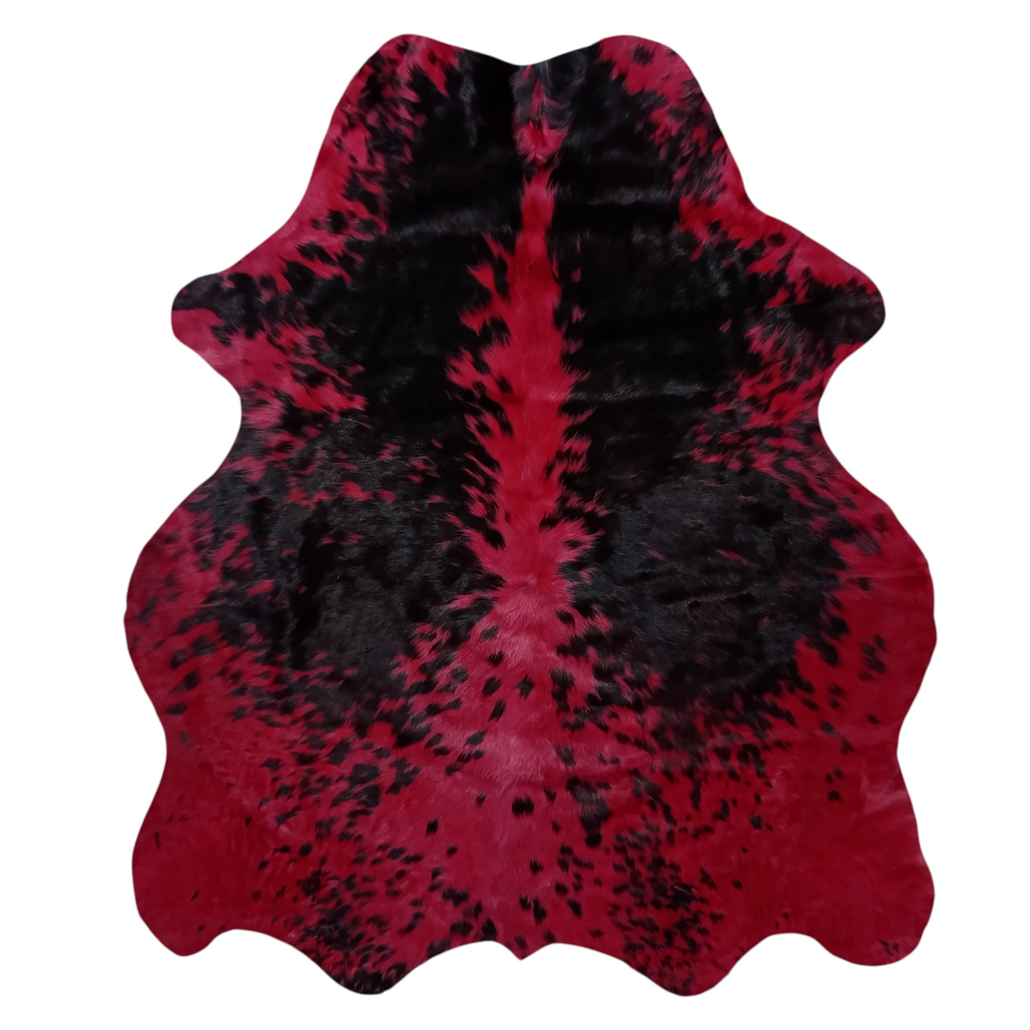 Ruby Eclipse – Dyed Red Cowhide Rug with Fine Black Speckled Pattern