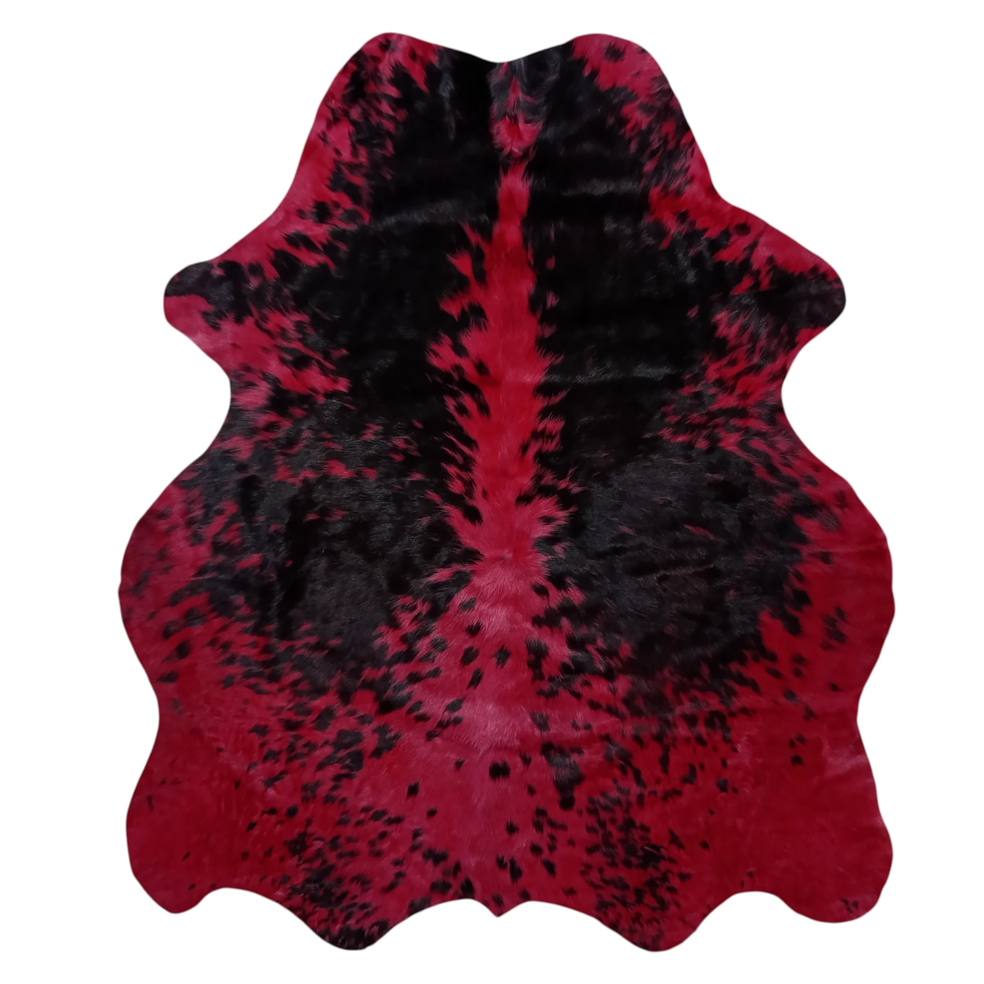 Ruby Eclipse – Dyed Red Cowhide Rug with Fine Black Speckled Pattern