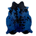 Large Blue Dyed Cowhide Rug — Navy to Cobalt with Natural Black Spots | 4'10" x 5'9"