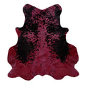 Medium Red Dyed Cowhide Rug — Warm Crimson with Black Markings | 4'4" x 4'6"