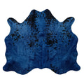 Blue Dyed Cowhide Accent Rug — Turquoise to Deep Blue with Natural Spots | 4'5" x 3'7"