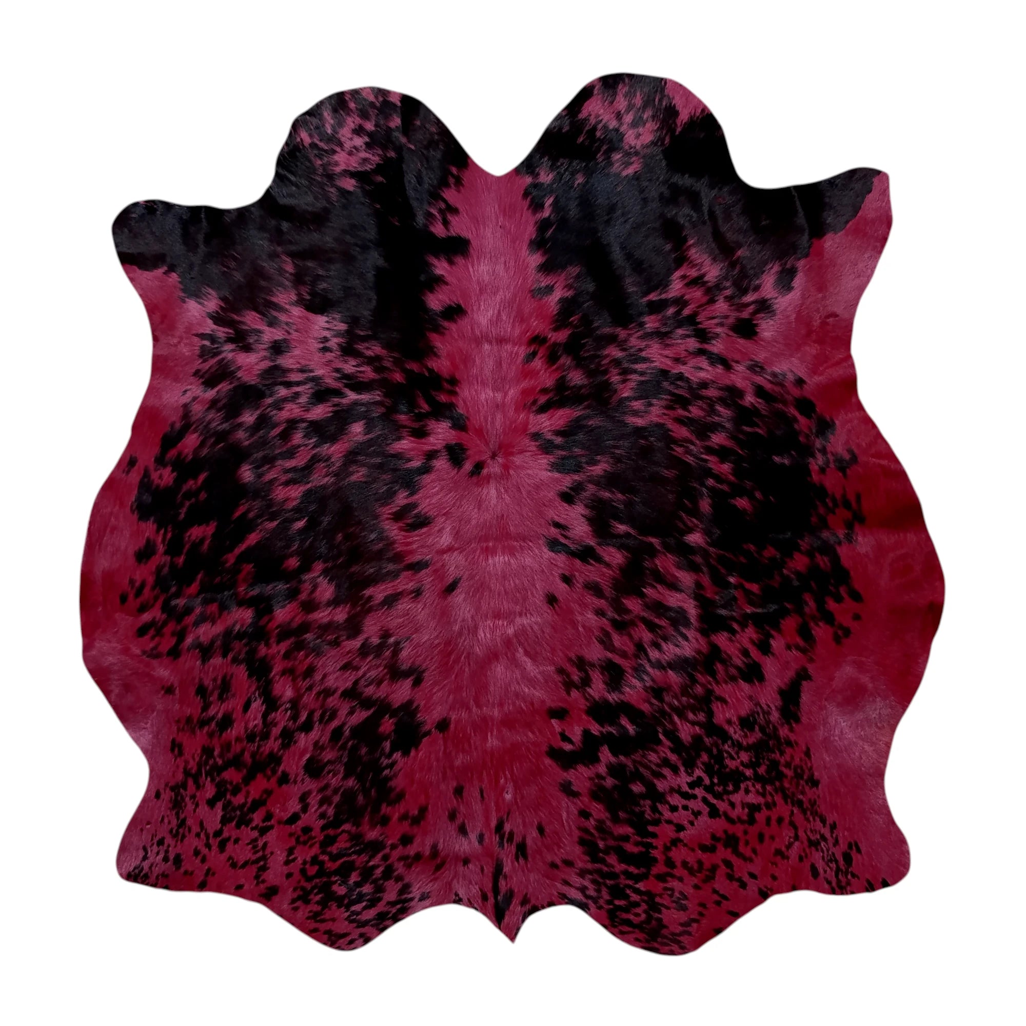 Small Genuine Dyed Red Cowhide Rug — Vivid Crimson Accent Hide | 3'6" x 3'7"
