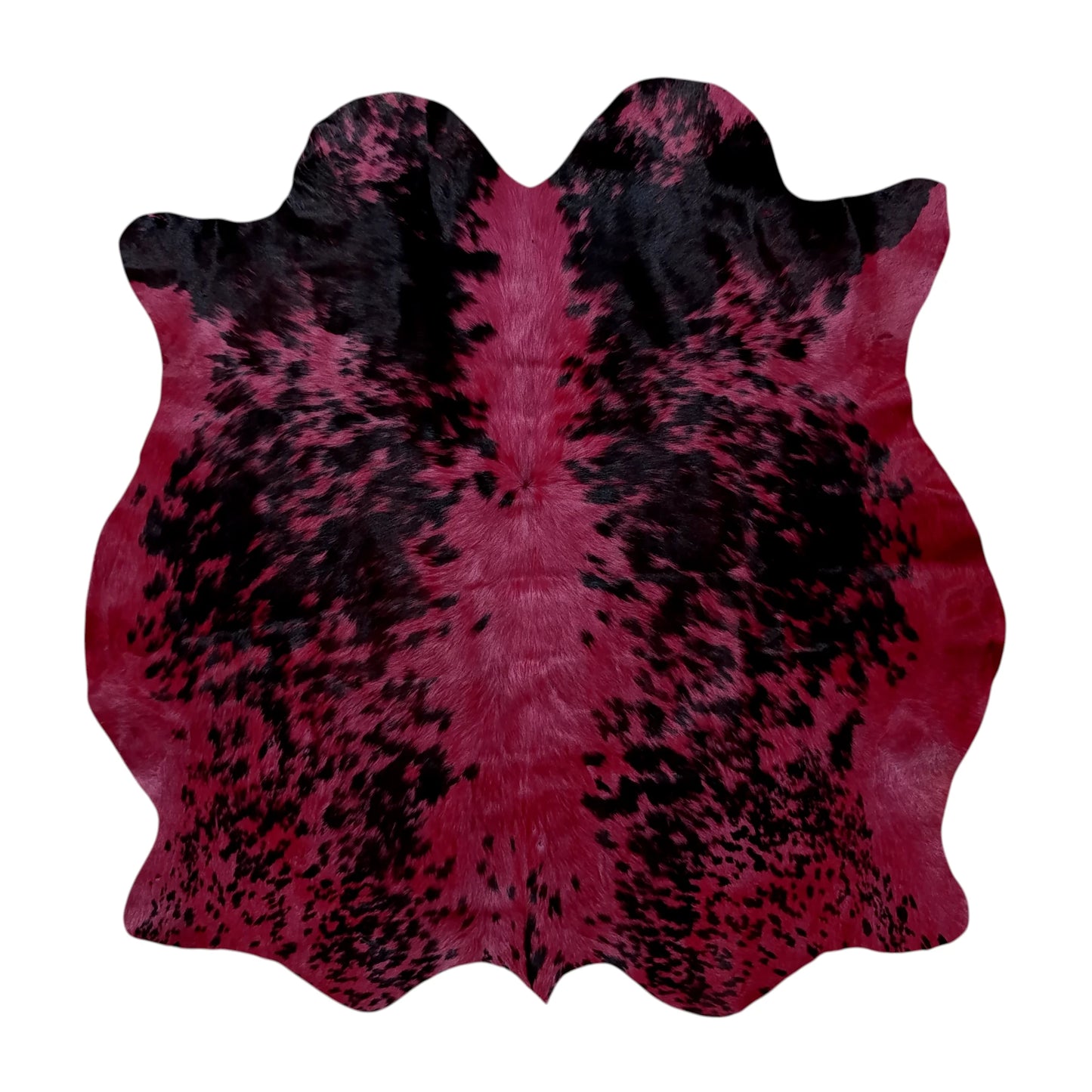 Small Genuine Dyed Red Cowhide Rug — Vivid Crimson Accent Hide | 3'6" x 3'7"