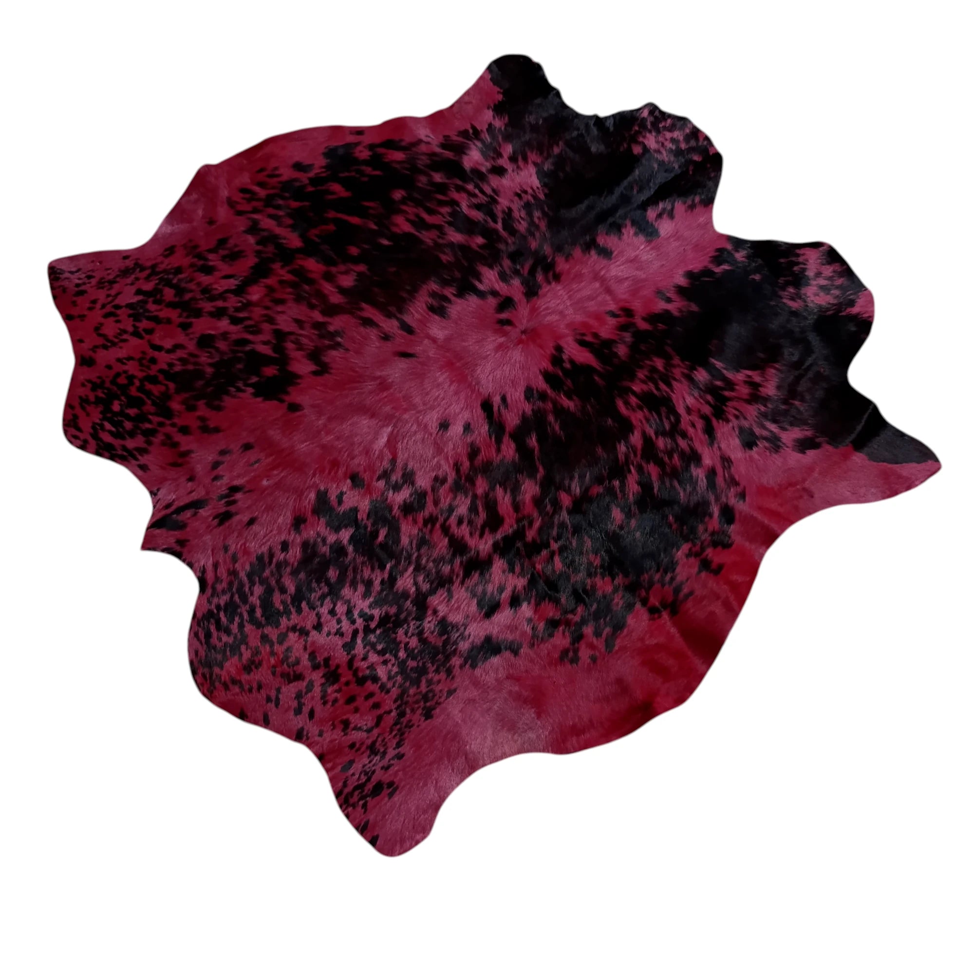Small Genuine Dyed Red Cowhide Rug — Vivid Crimson Accent Hide | 3'6" x 3'7"