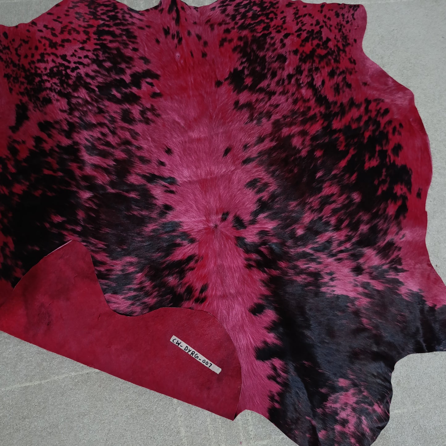 Small Genuine Dyed Red Cowhide Rug — Vivid Crimson Accent Hide | 3'6" x 3'7"
