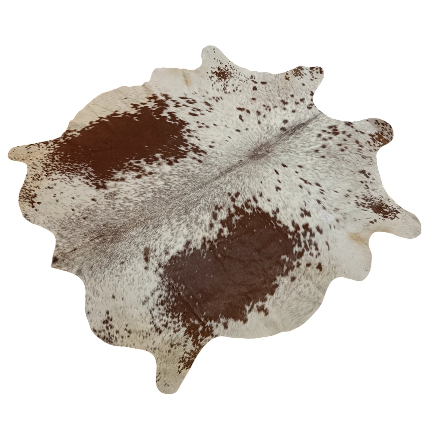 Brown and White, Brown salt and pepper Cowhide Rug – 5'-3" x 5'-11"