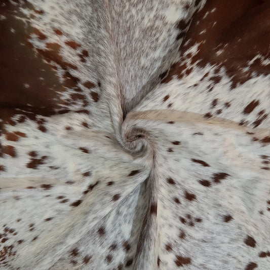 Brown and White, Brown salt and pepper Cowhide Rug – 5'-3" x 5'-11"