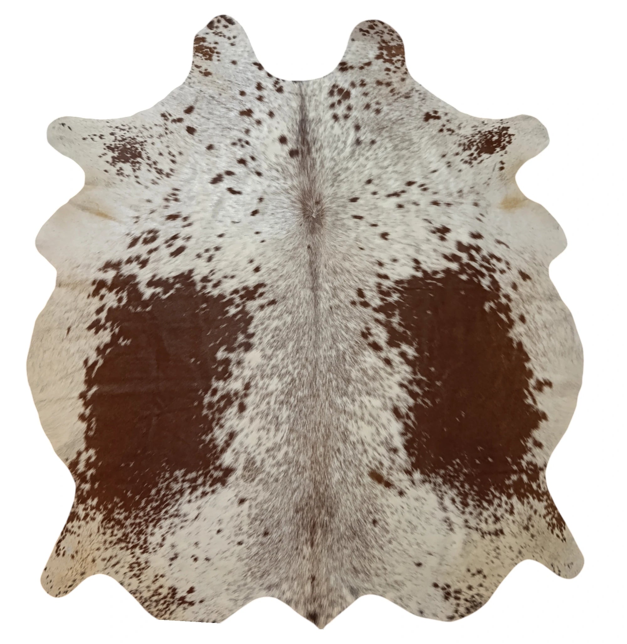 Brown and White, Brown salt and pepper Cowhide Rug – 5'-3" x 5'-11"