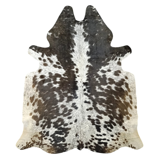 Brown salt and pepper, Tricolor Cowhide Rug – 4'-5" x 5'-0"