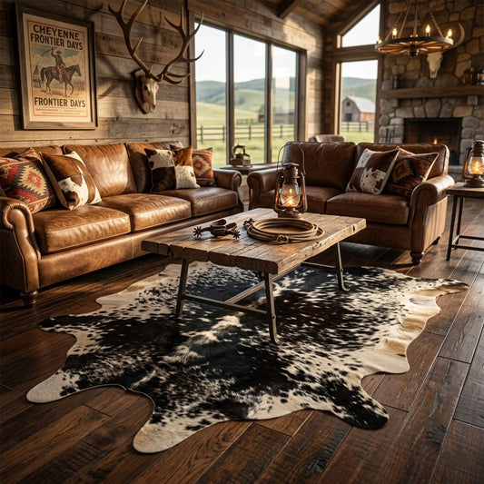 Premium Black and White, Black Salt and pepper, Black salt and pepper Brazilian Cowhide Rug – 5'-0" x 4'-10"