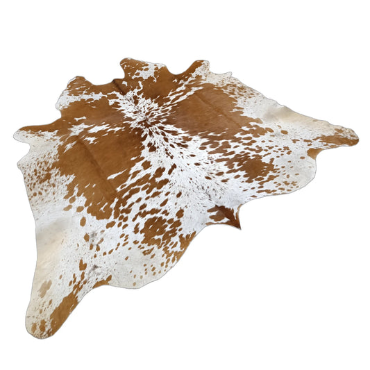 Brown and White salt and pepper Cowhide Rug – 4'-11" x 4'-9"