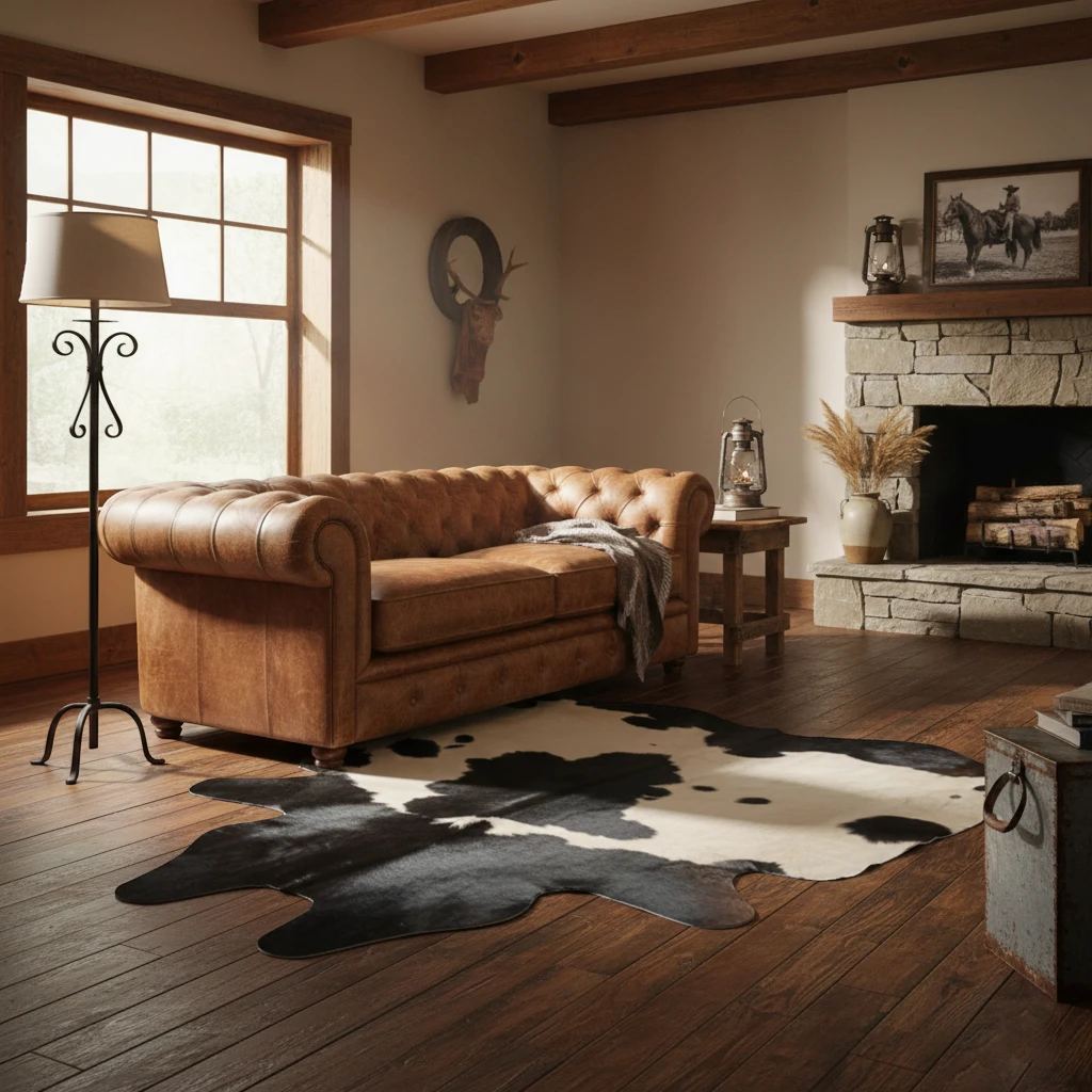 Snow & Shadow Genuine Natural Cowhide Rug Black Speckled