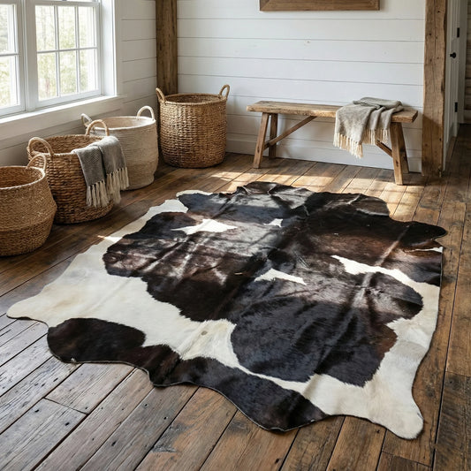 Obsidian Split Cowhide Rug Black & White