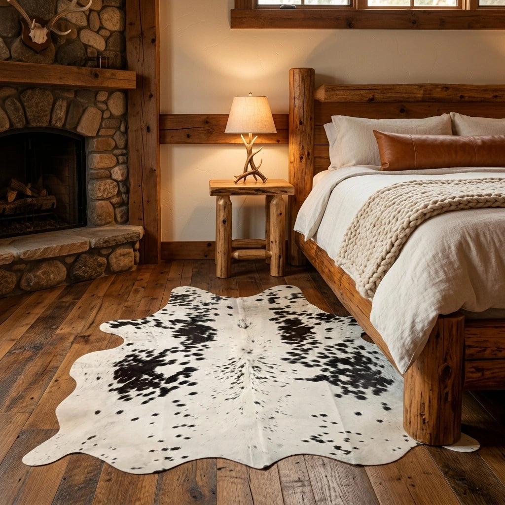 Black salt and pepper Cowhide Rug – 4'-1" x 4'5"