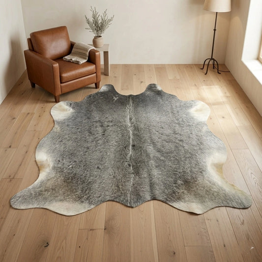 Grey cowhide rugs in 4'-3" x 3'-6"