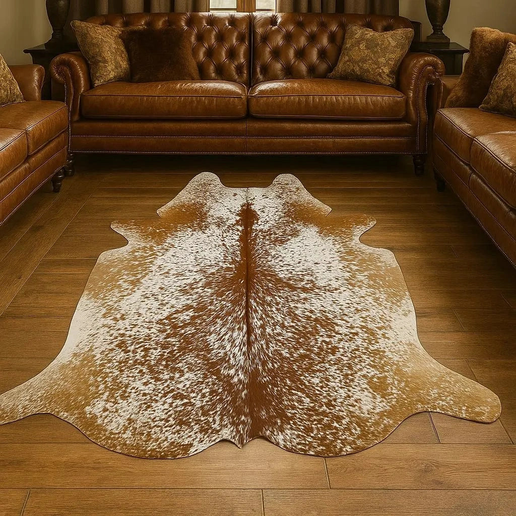 Brown salt and pepper Cowhide Rug – 4'-7" x 4'-9"