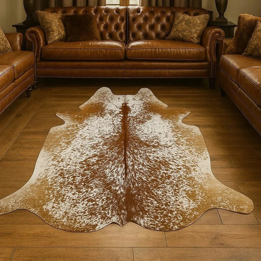 Brown salt and pepper Cowhide Rug – 4'-7" x 4'-9"
