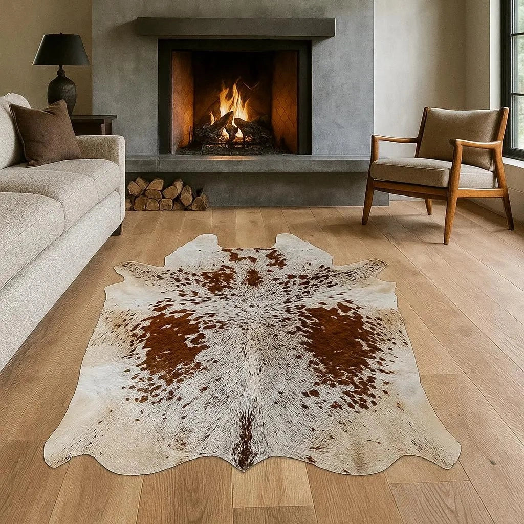 Brown salt and pepper Cowhide Rug – 4'-9" x 5'-6"