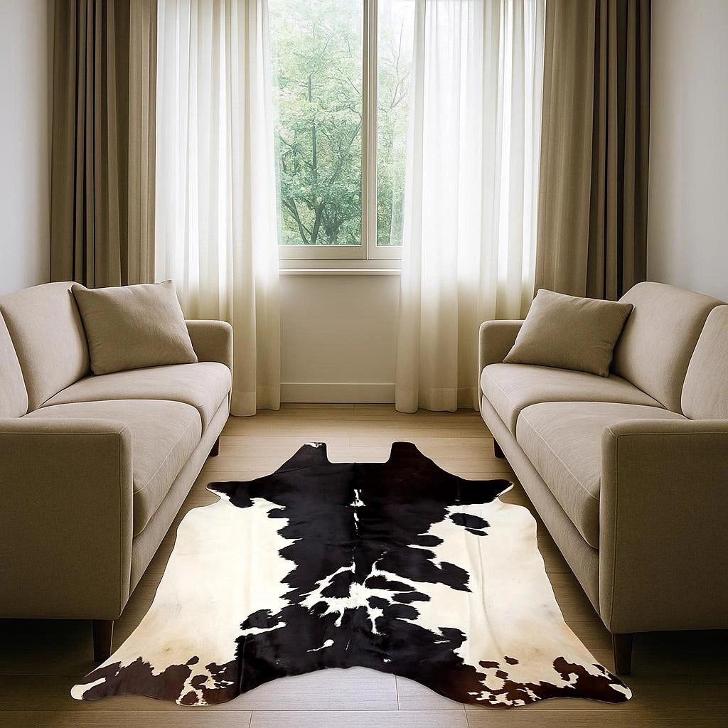 Brown salt and pepper Cowhide Rug – 4'-11" x 4'-10"
