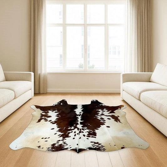 Brown and White salt and pepper Cowhide Rug – 4'-7" x 4'-0"