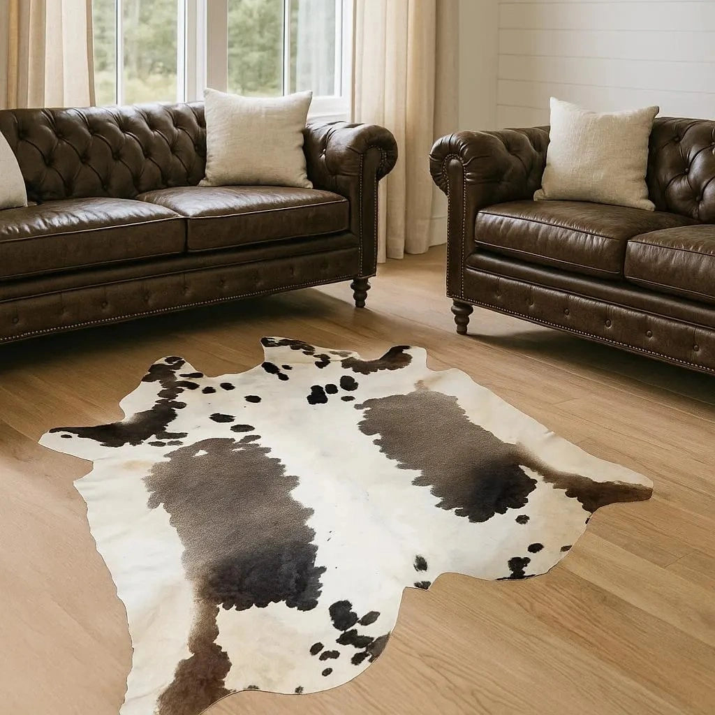 Grey salt and pepper Cowhide Rug – 5'-5" x 5'-8"