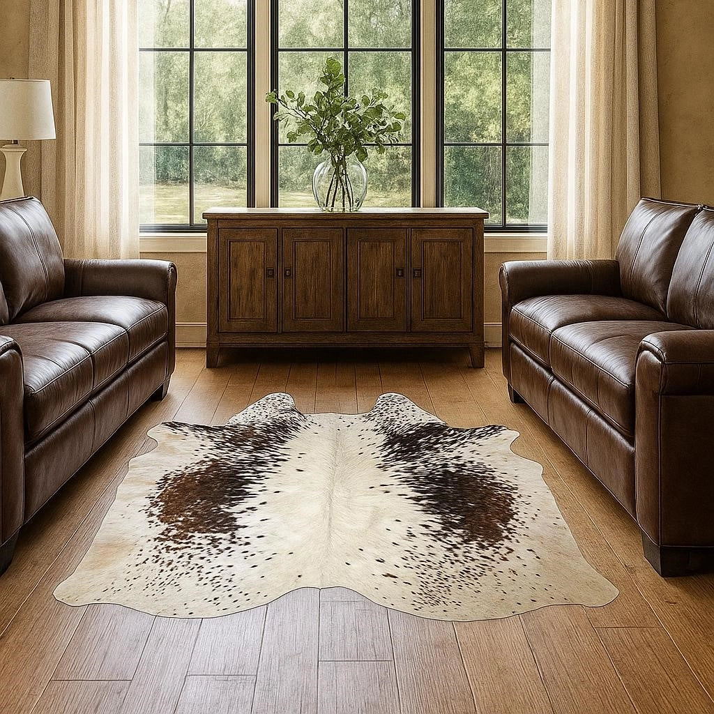 Brown salt and pepper Cowhide Rug – 4'-6" x 4'-5"