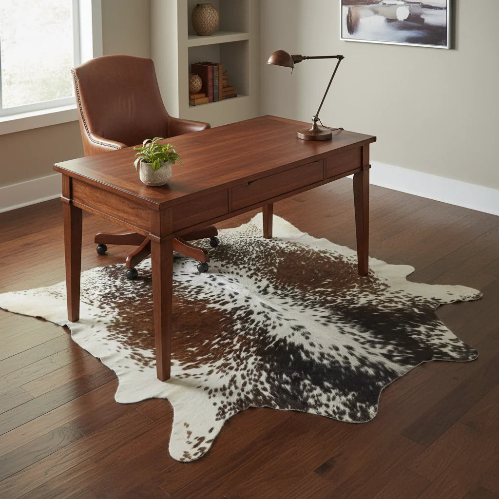 Shadow-Glaze Genuine Cowhide Rug Brown & White