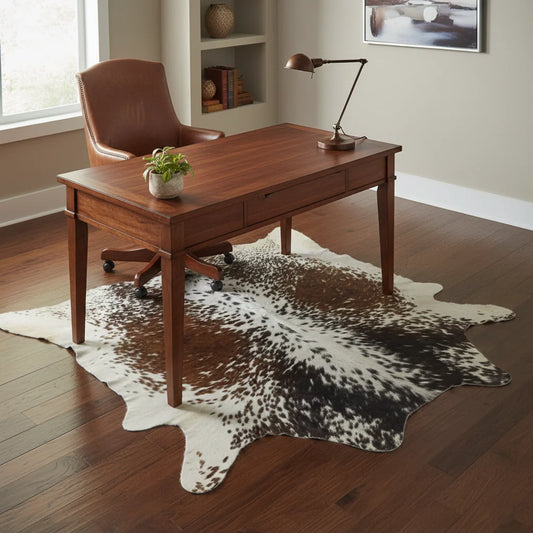 Shadow-Glaze Genuine Cowhide Rug Brown & White