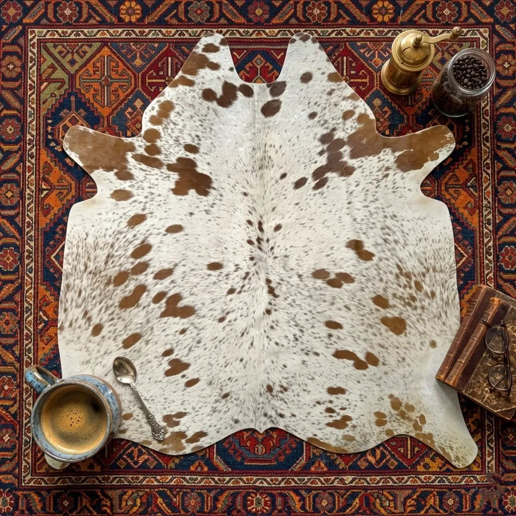 Brown salt and pepper Cowhide Rug – 5'-4" x 5'-3"