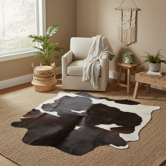 Obsidian Split Cowhide Rug Black & White