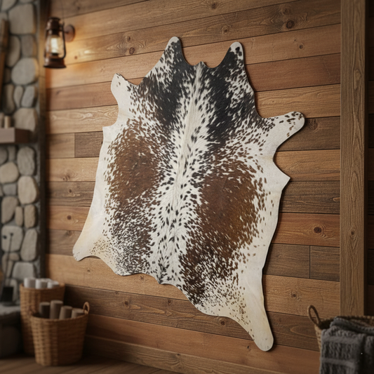 Shadow-Glaze Genuine Cowhide Rug Brown & White