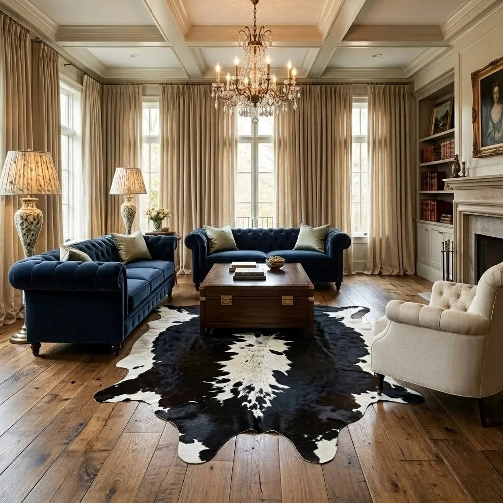 Premium Brazilian Cowhide Rug Black and White - SIZE 5'-4" x 5'-8"