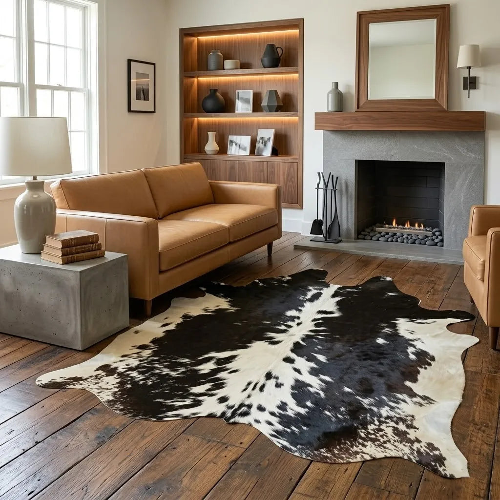 Premium Brazilian Cowhide Rug Tricolor - SIZE 4'-7" x 4'-8"