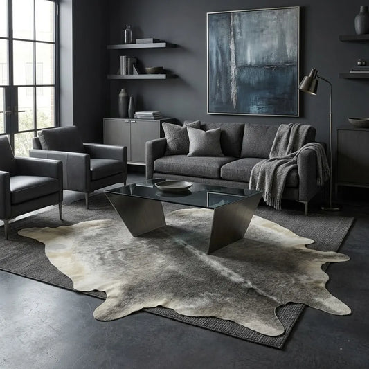 Grey Cowhide Rug – 4'-8" x 4'-8"