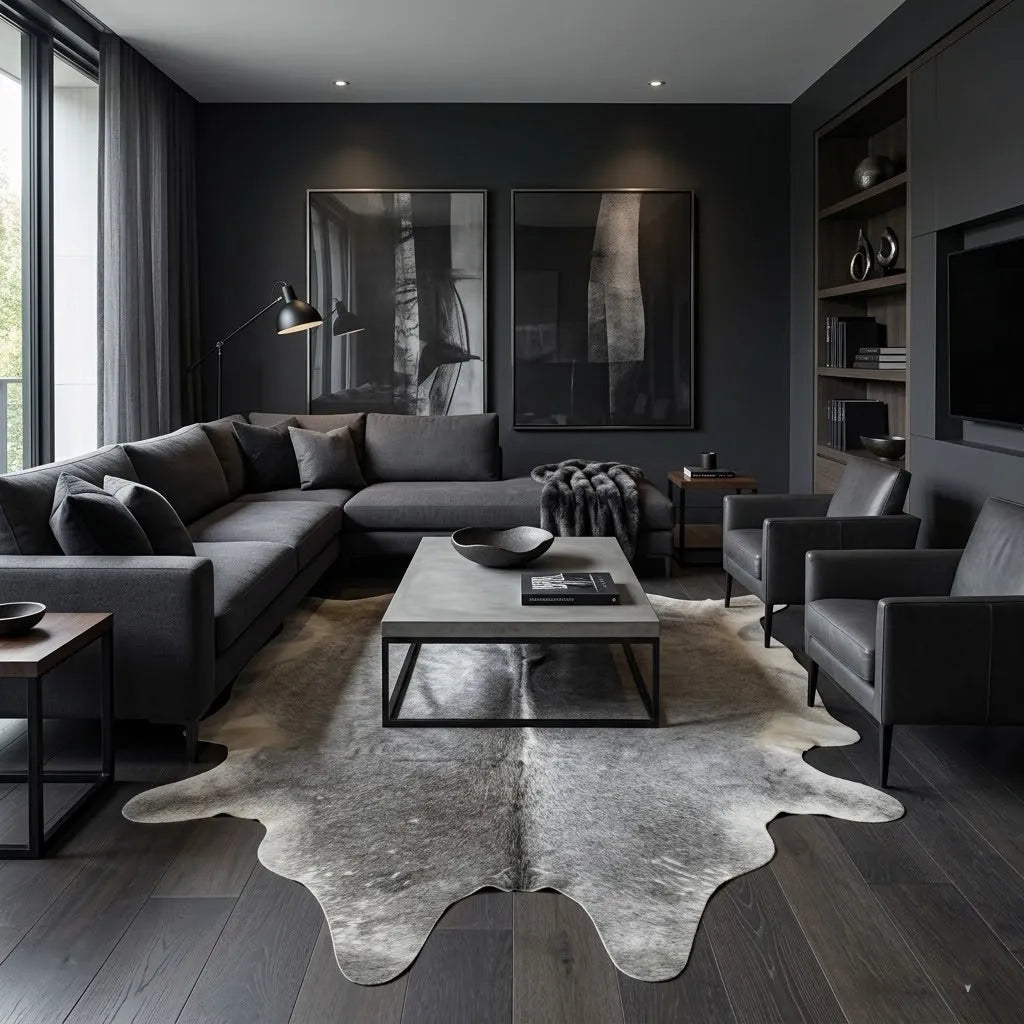 Grey Cowhide Rug – 5'-3" x 5'-3"