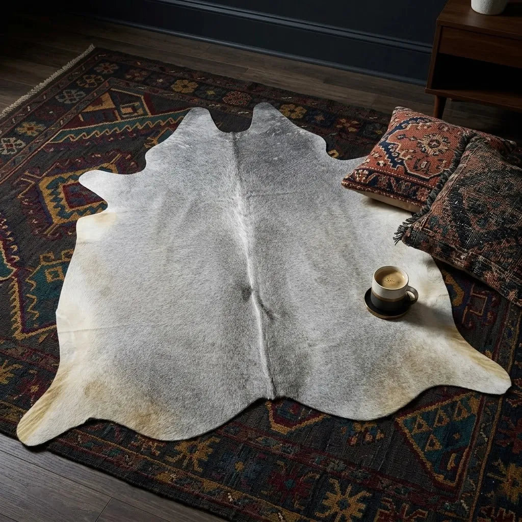 Grey Cowhide Rug – 5'-3" x 5'-3"